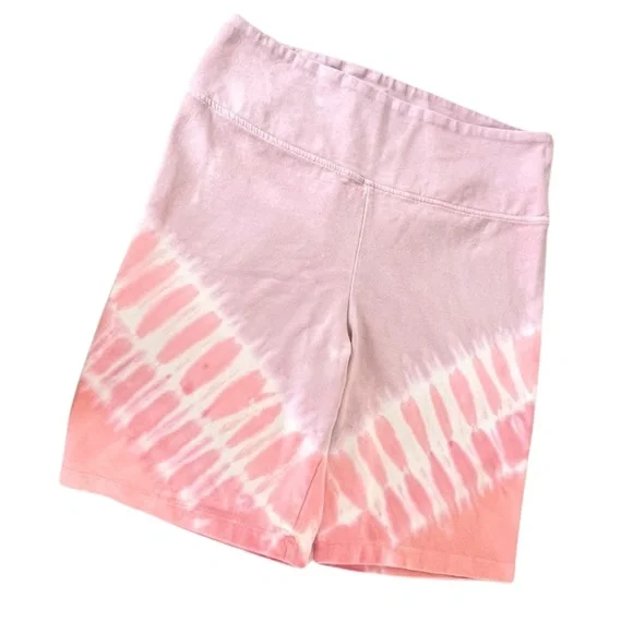 Loft Lou & Grey Biker, Yoga, Workout Shorts Pink Tie Dye Size L - Picture 2 of 8
